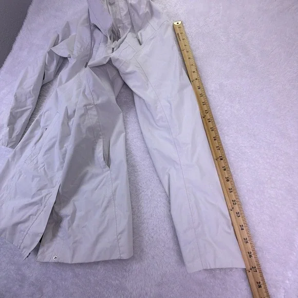 Helly Hansen Women's Large Full-Zip Long Rain Jacket Hooded White Zip Pockets - Picture 8 of 10